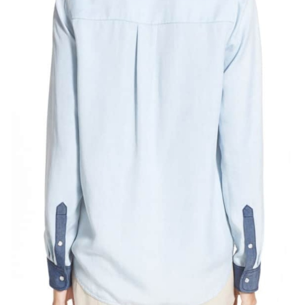 Vince Color Block Chambray Shirt With Pearly Snaps - image 4